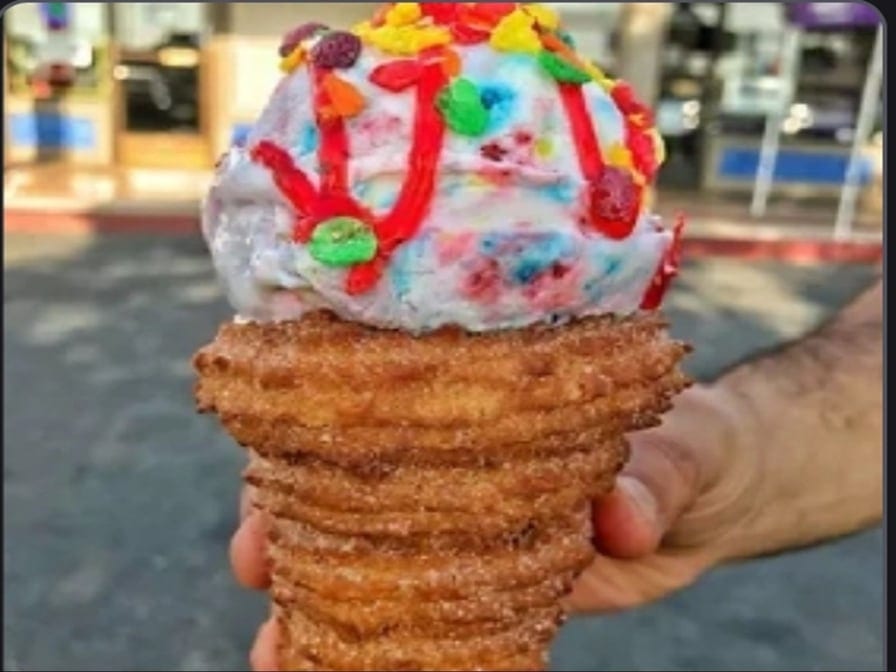 Churro Ice Cream Cone.
